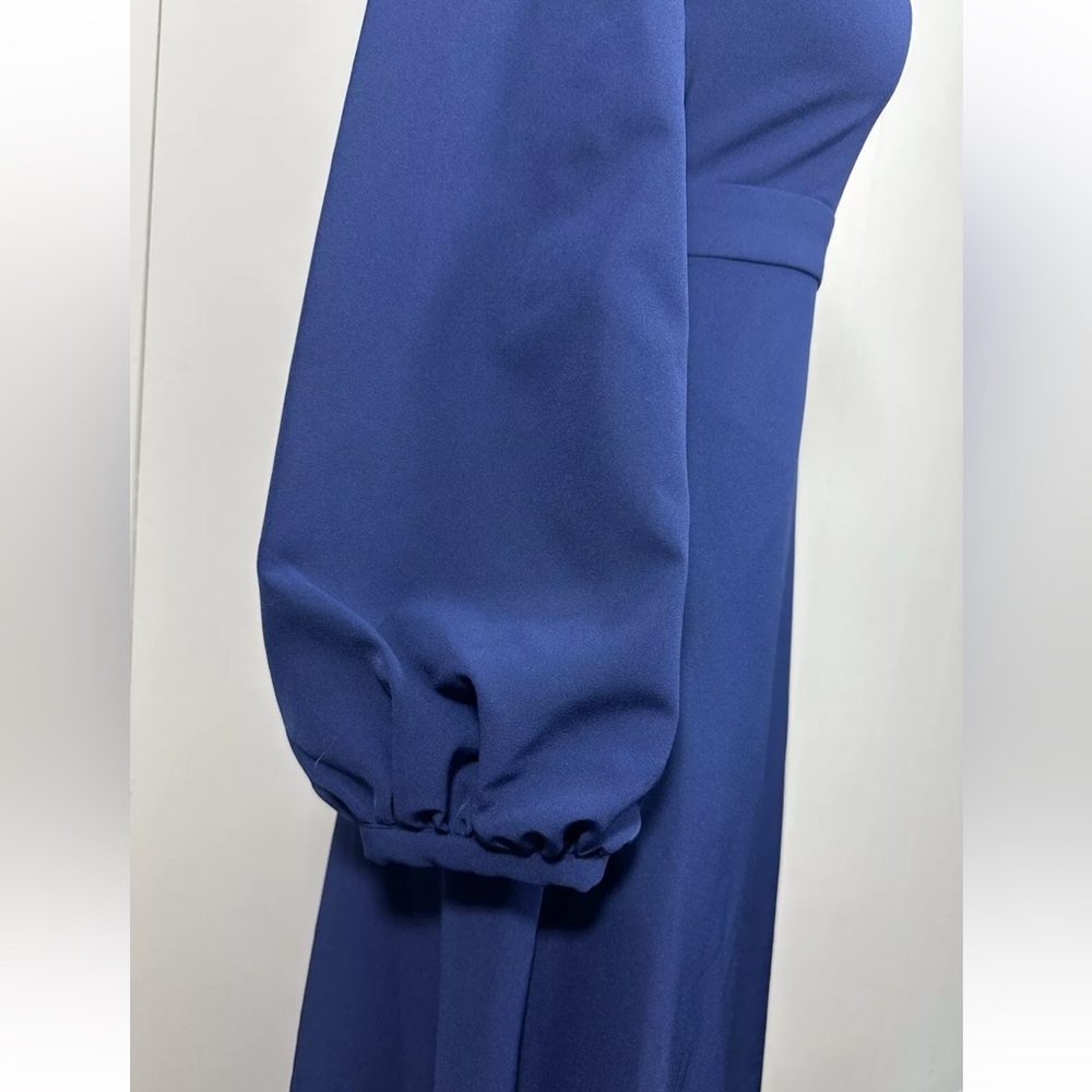 NWT KAY UNGER Sz 4 Navy Long Balloon Sleeve Full-Length Formal Sheath Dress - Picture 7 of 16